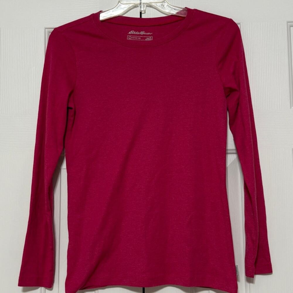 Women's Eddie Bauer Long Sleeve Knit T-Shirt, Rasperry Pink Size LT